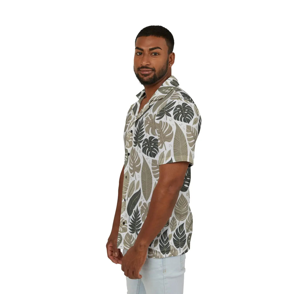 Hawaiian Camp Shirt - Vibrant Tropical Leaves Design - DipaliZ