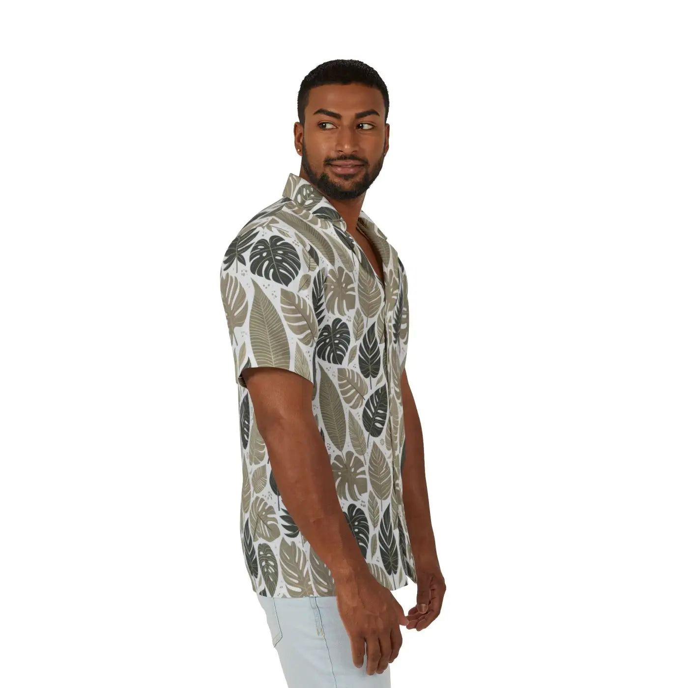Hawaiian Camp Shirt - Vibrant Tropical Leaves Design - DipaliZ