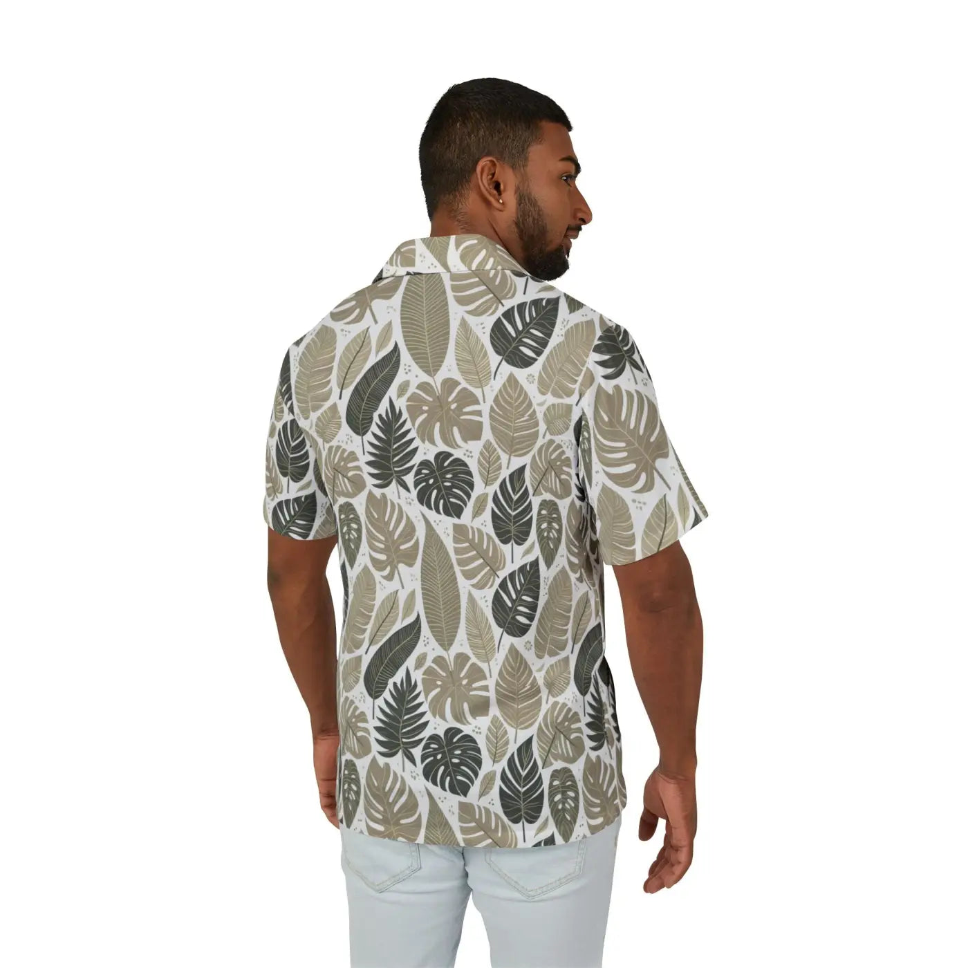 Hawaiian Camp Shirt - Vibrant Tropical Leaves Design - DipaliZ