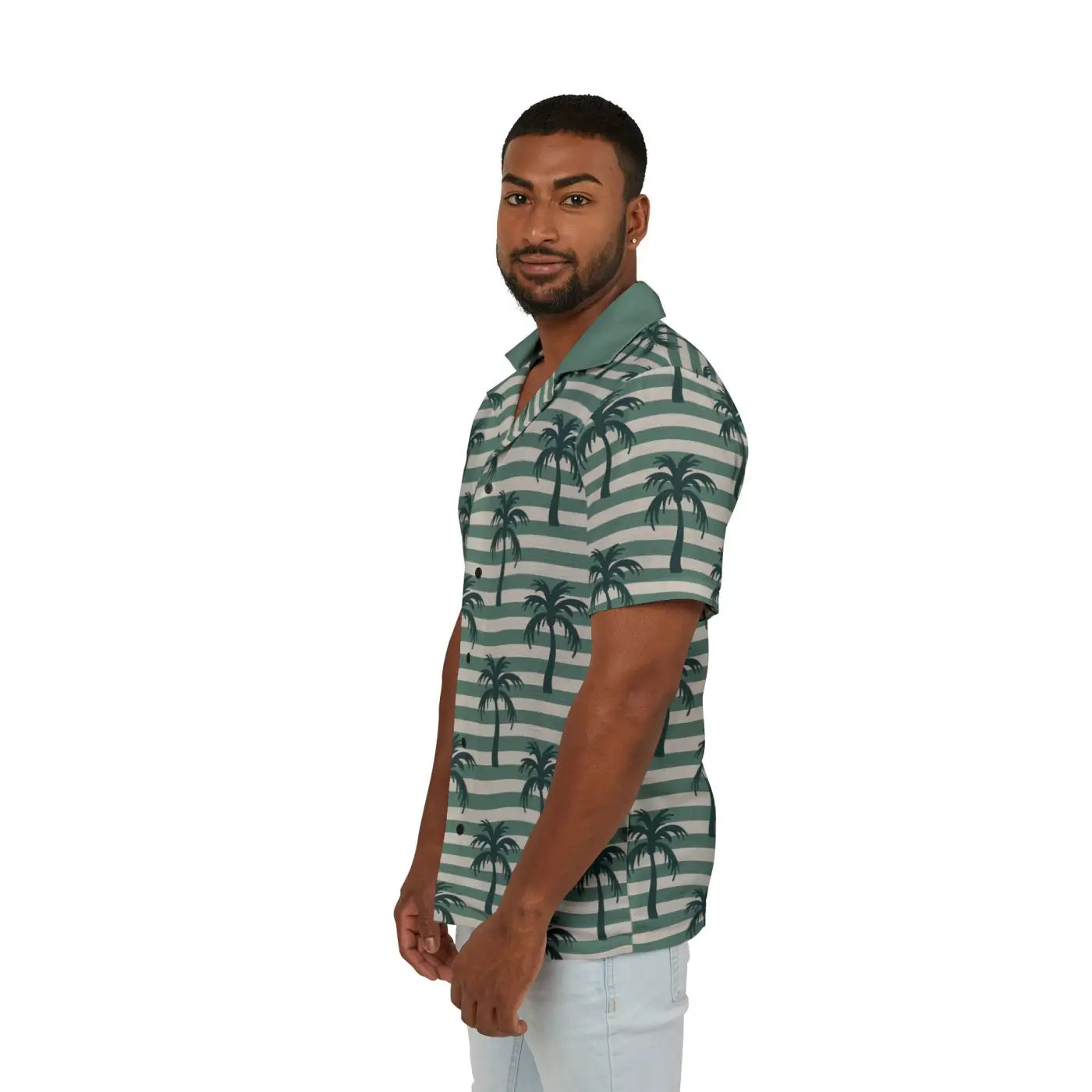 Hawaiian Camp Shirt - Tropical Palm Print - DipaliZ