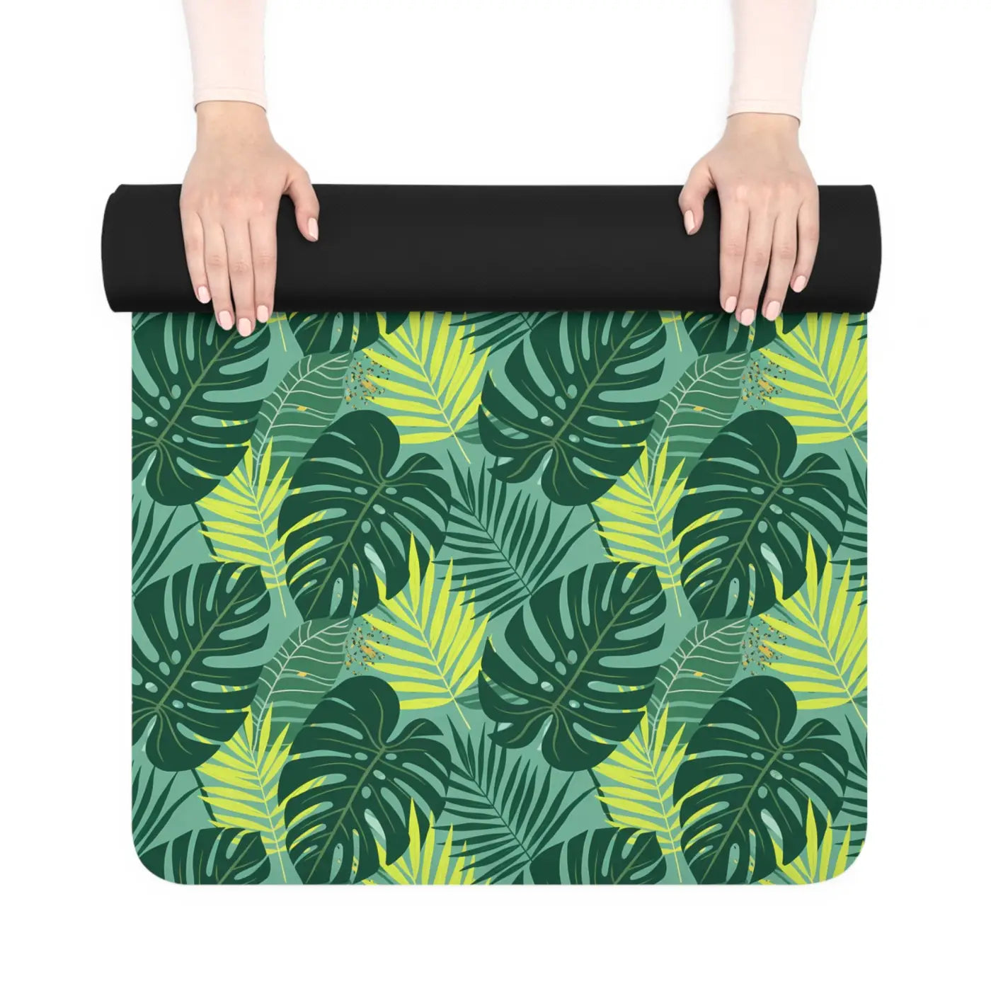 Monstera Rubber Yoga Mat - Tropical Design for Practice - DipaliZ