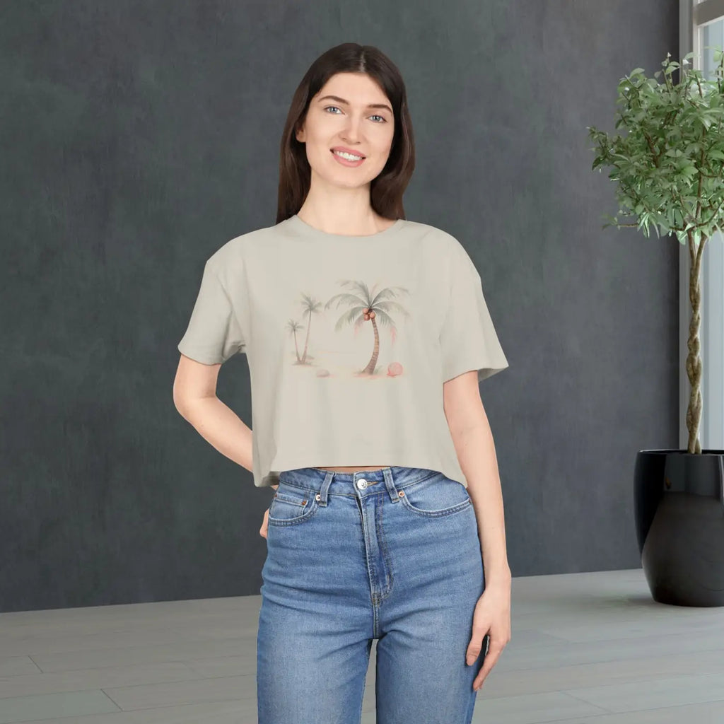 Tropical Crop Tee - Relaxed Fit Casual Summer Style - DipaliZ