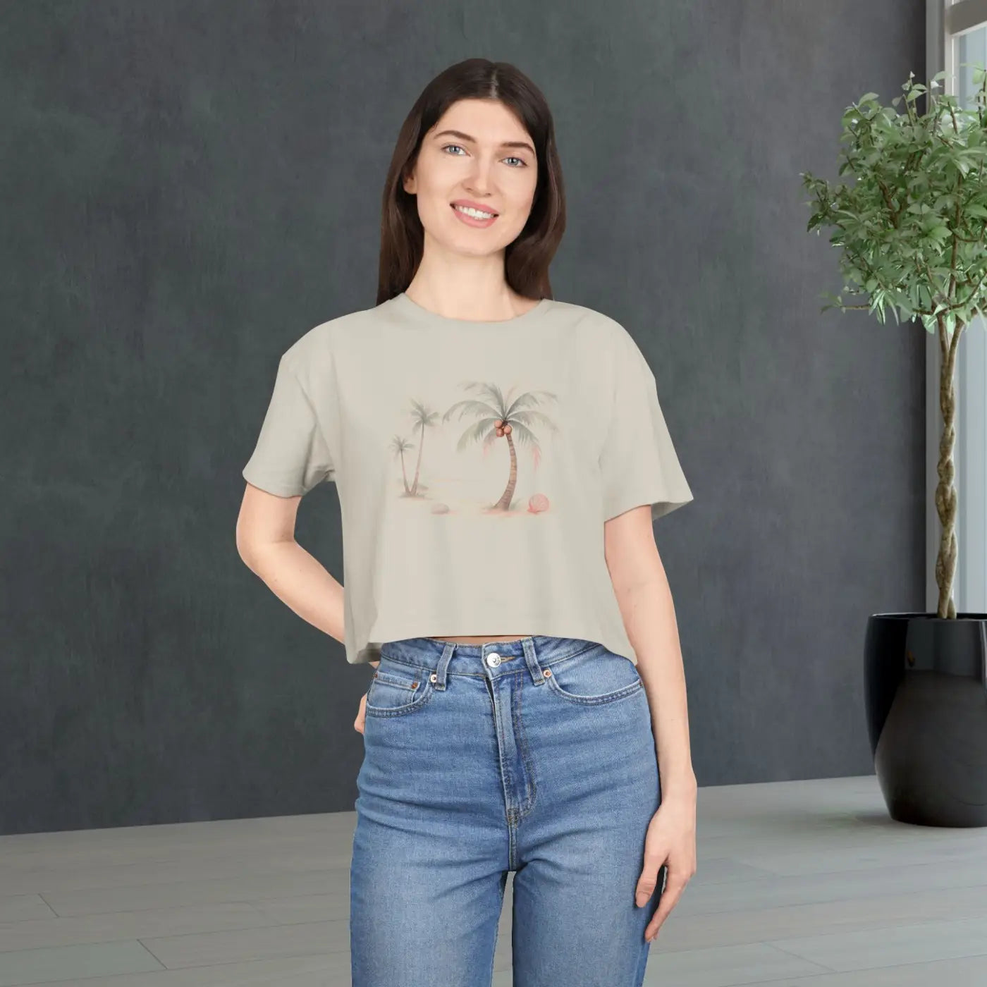 Tropical Crop Tee - Relaxed Fit Casual Summer Style - DipaliZ