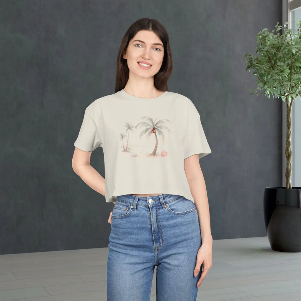 Tropical Crop Tee - Relaxed Fit Casual Summer Style - DipaliZ