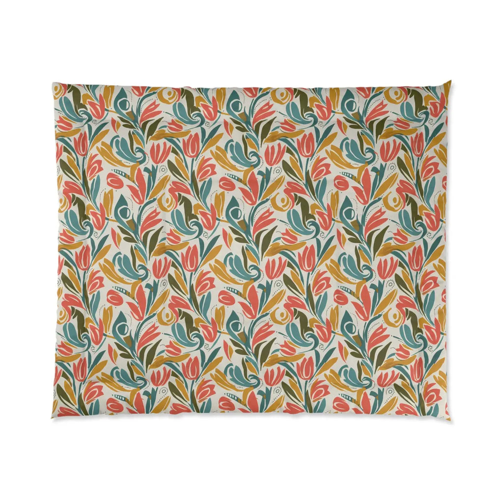 Colorful Floral Duvet Cover - Vibrant Garden Tulip Design - DipaliZ