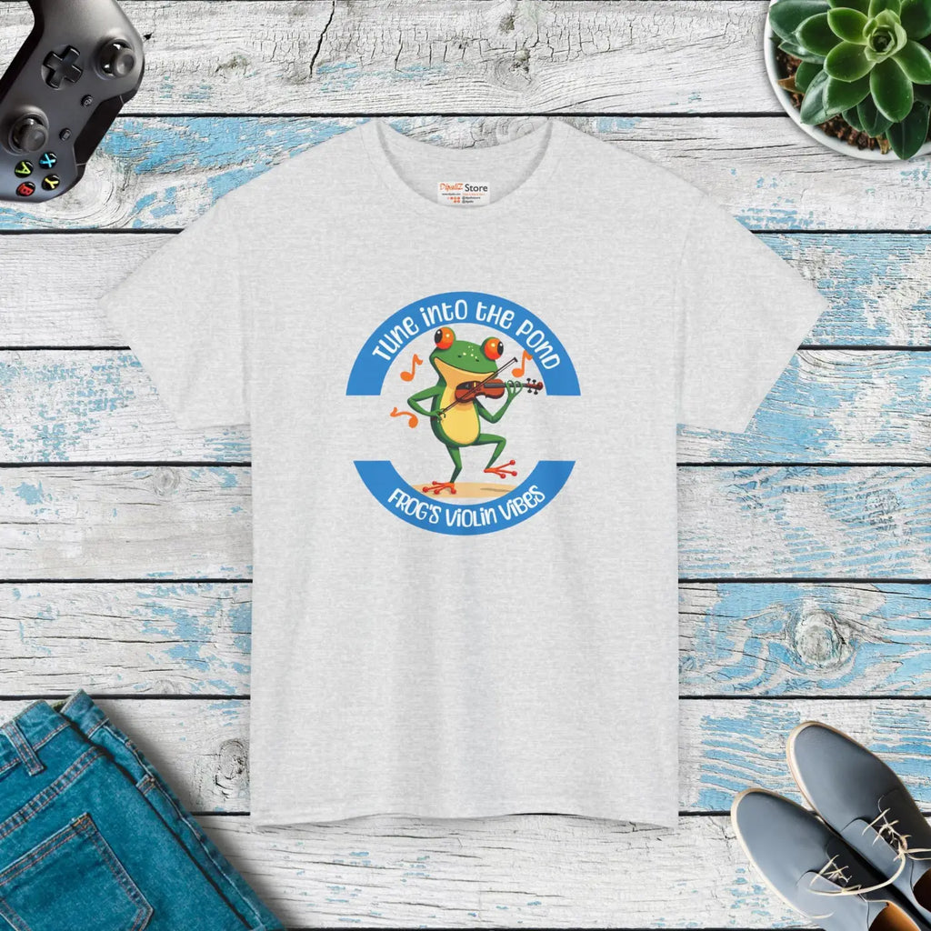 Frog Violin Heavy Cotton Tee - Pond Vibes Unisex - DipaliZ