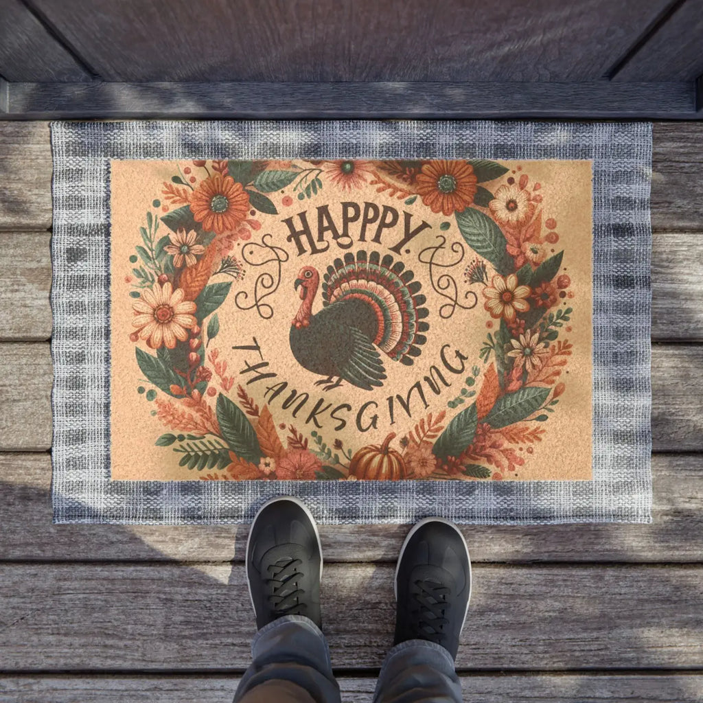 Turkey Thanksgiving Doormat - Tufted Coir Coconut Fiber - DipaliZ