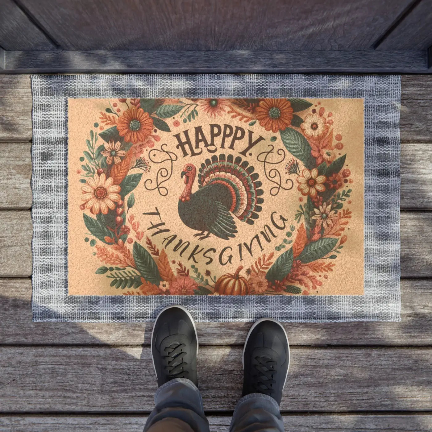 Turkey Thanksgiving Doormat - Tufted Coir Coconut Fiber - DipaliZ