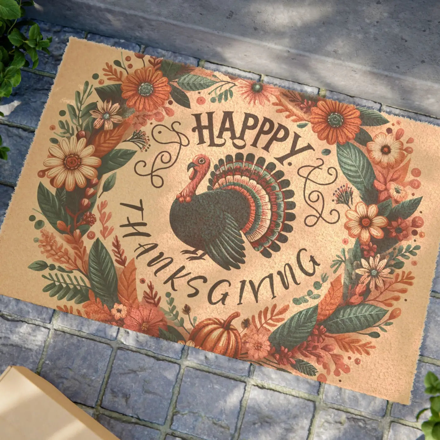 Turkey Thanksgiving Doormat - Tufted Coir Coconut Fiber - DipaliZ
