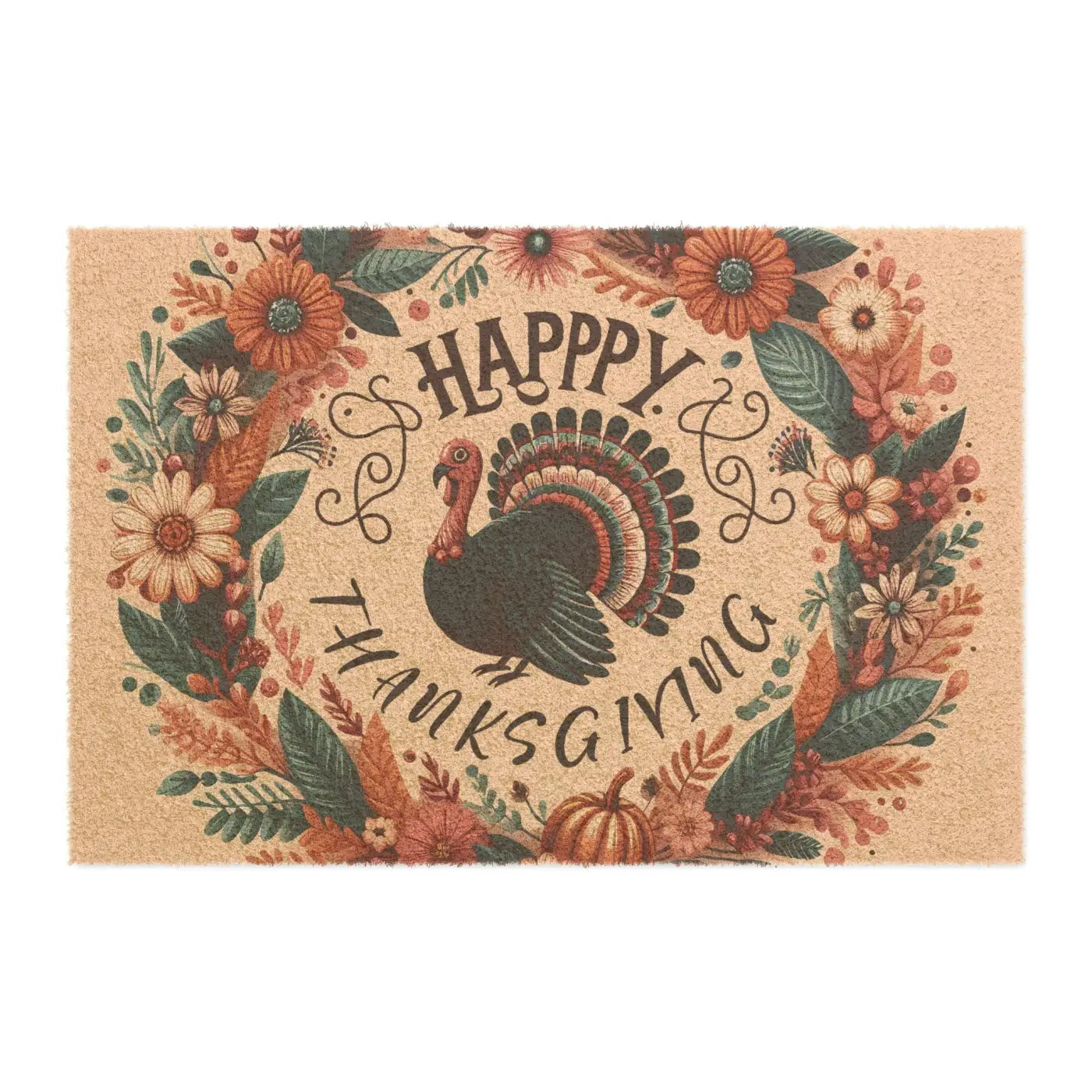Turkey Thanksgiving Doormat - Tufted Coir Coconut Fiber - DipaliZ