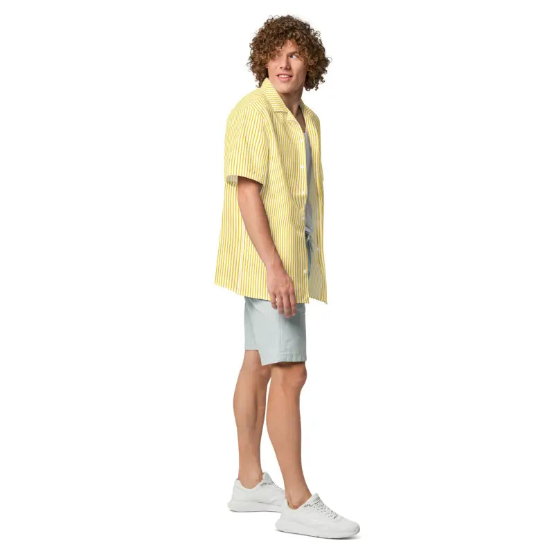 Yellow Stripes Button Shirt - Trendy Summer Style - DipaliZ