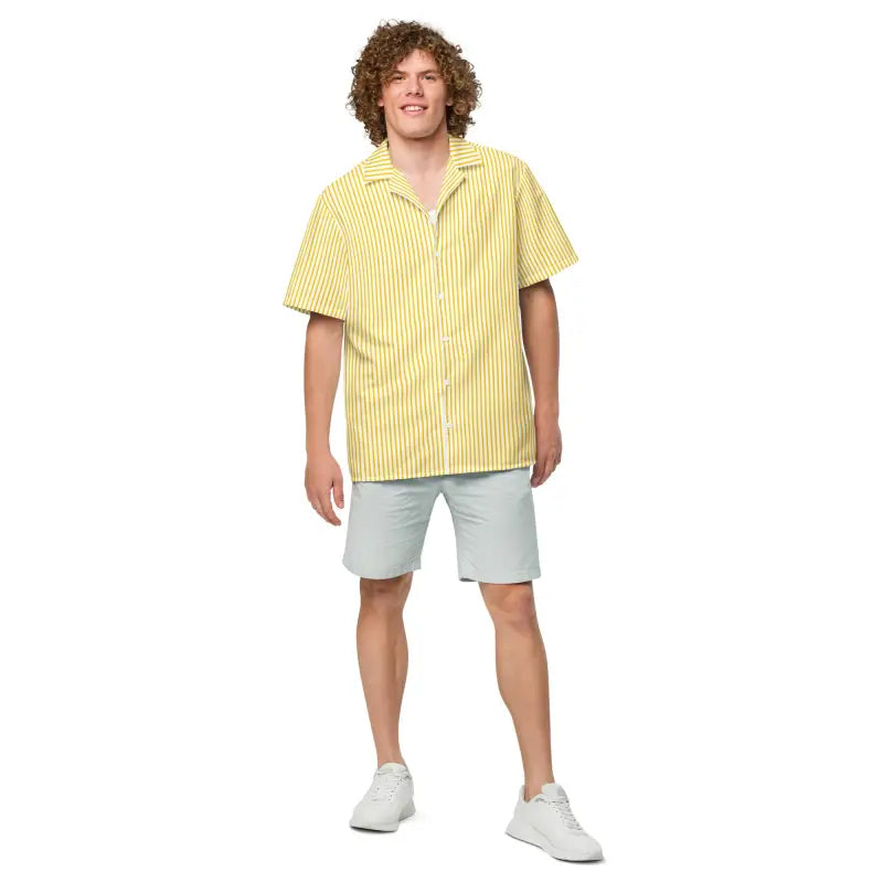 Yellow Stripes Button Shirt - Trendy Summer Style - DipaliZ