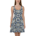 Floral Blue Skater Dress - Ultimate Flared Skirt Style - DipaliZ
