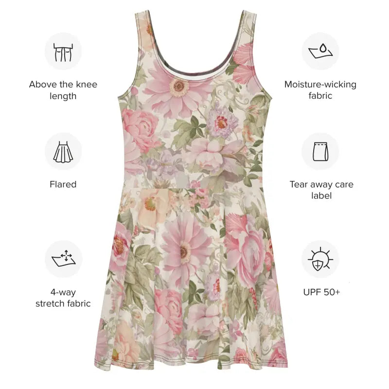 Vibrant Floral Skater Dress - Turn Heads Flared Skirt - DipaliZ