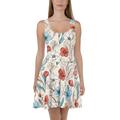 Pastel Flowers Skater Dress - Flared Skirt Design - DipaliZ