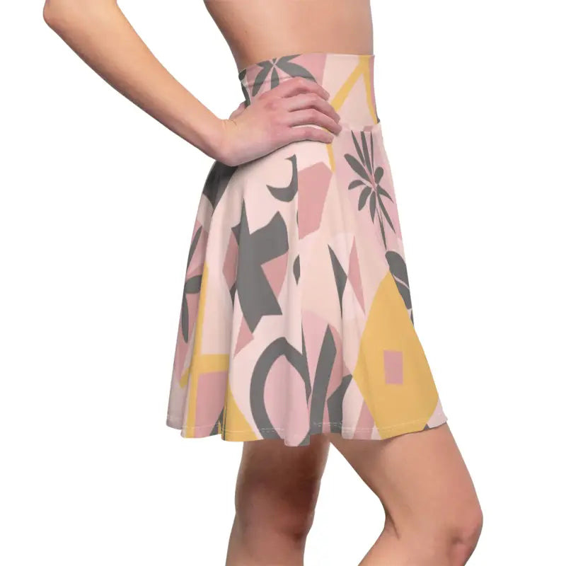 Skater Skirt - Pastel Colors Geometric Pattern - DipaliZ