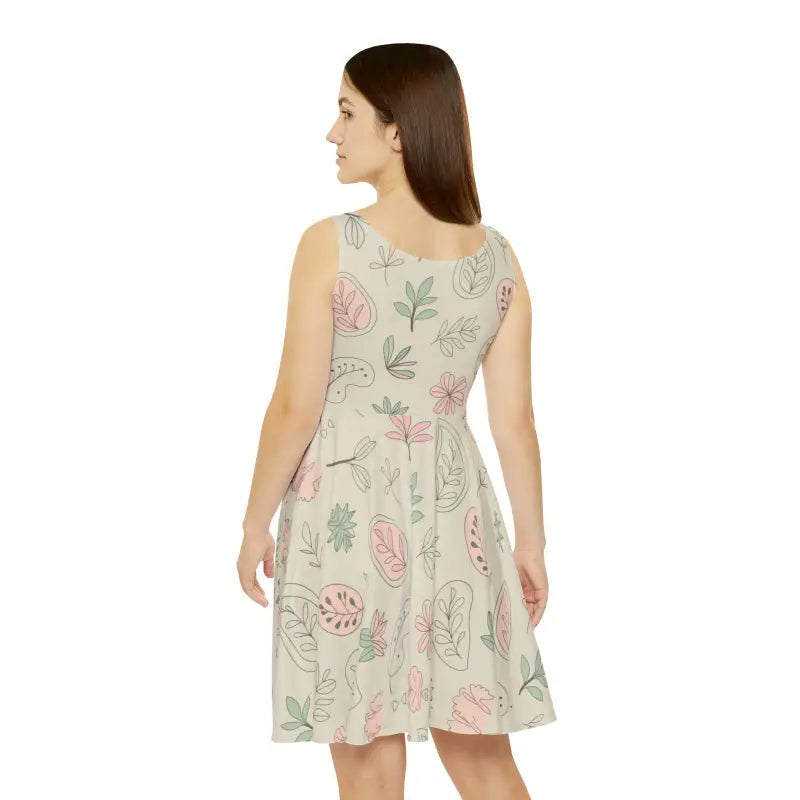 Skater Dress With Delicate Flowers - Polyester Spandex - DipaliZ