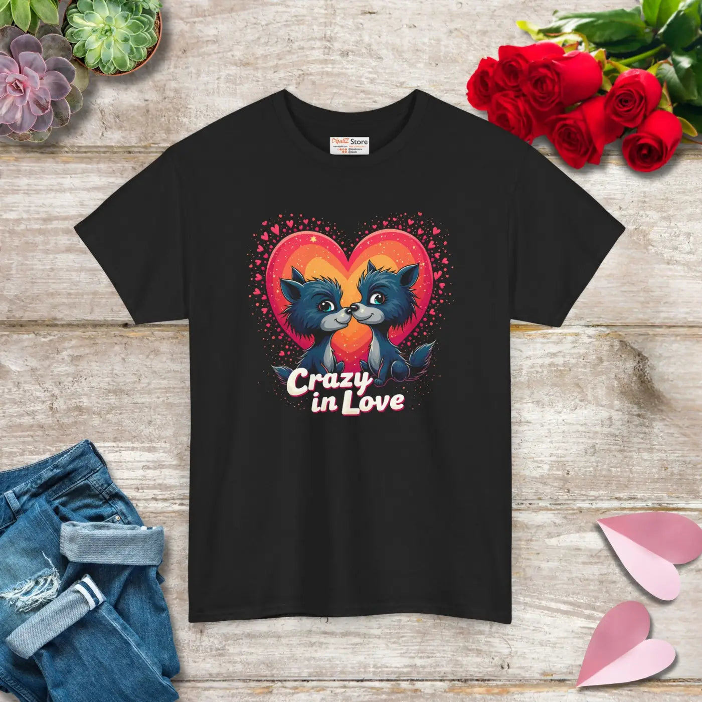 Heavy Cotton Tee Crazy Love Wild - Unisex Comfort - DipaliZ
