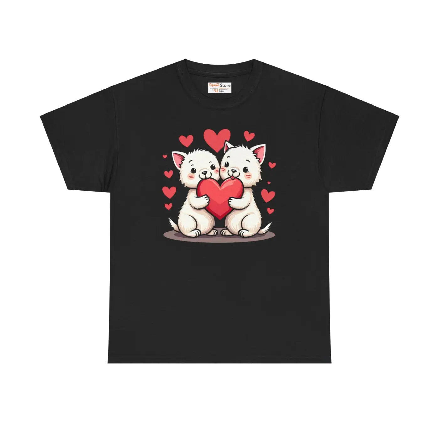 Heavy Cotton Tee Featuring Two Adorable Hearts - DipaliZ
