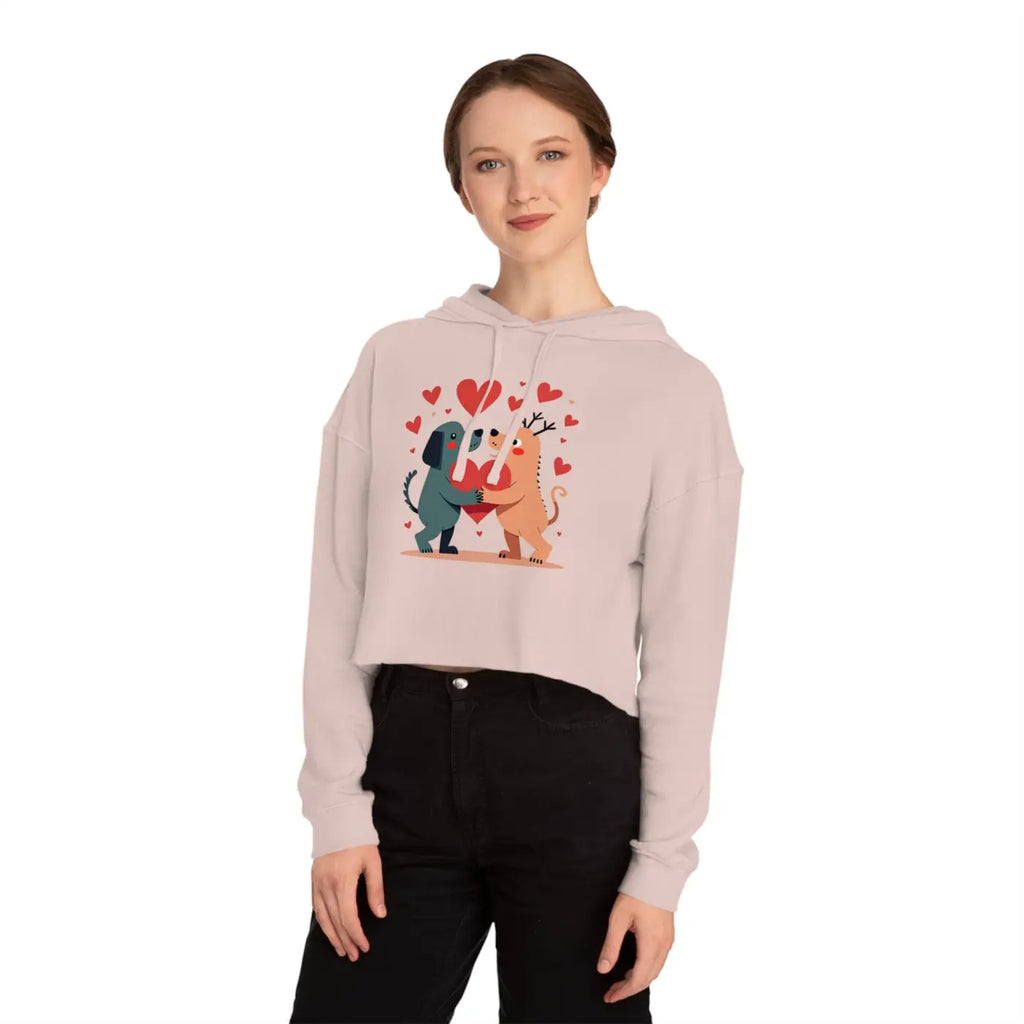 Trendy Two Dogs Cropped Hooded Sweatshirt - Ultra Soft - DipaliZ
