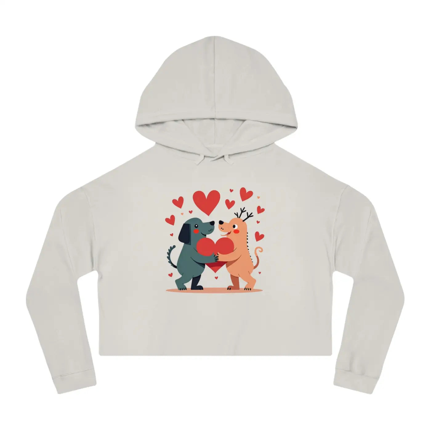 Trendy Two Dogs Cropped Hooded Sweatshirt - Ultra Soft - DipaliZ