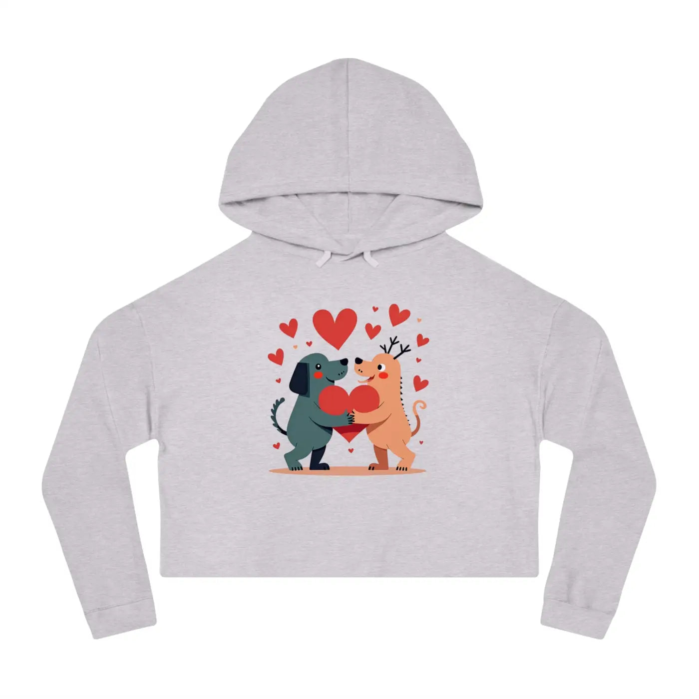 Trendy Two Dogs Cropped Hooded Sweatshirt - Ultra Soft - DipaliZ