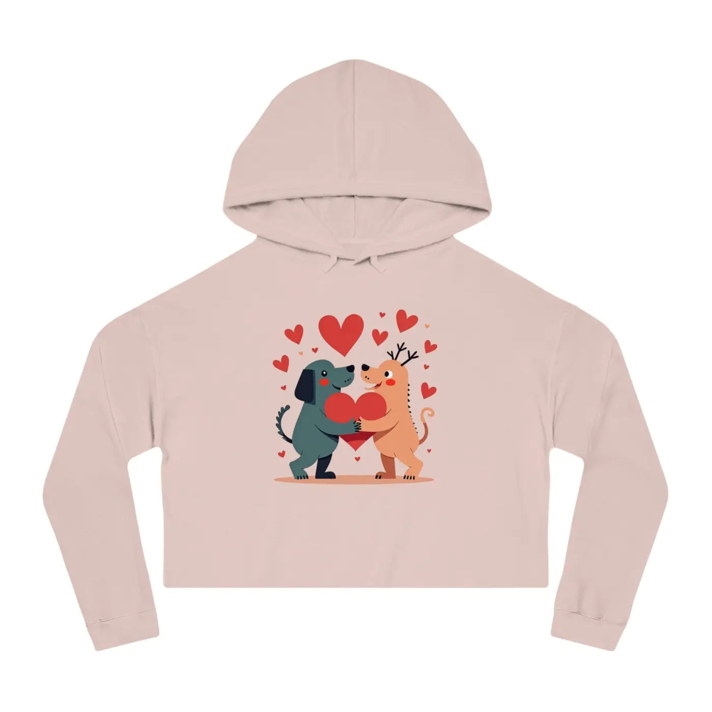 Trendy Two Dogs Cropped Hooded Sweatshirt - Ultra Soft - DipaliZ