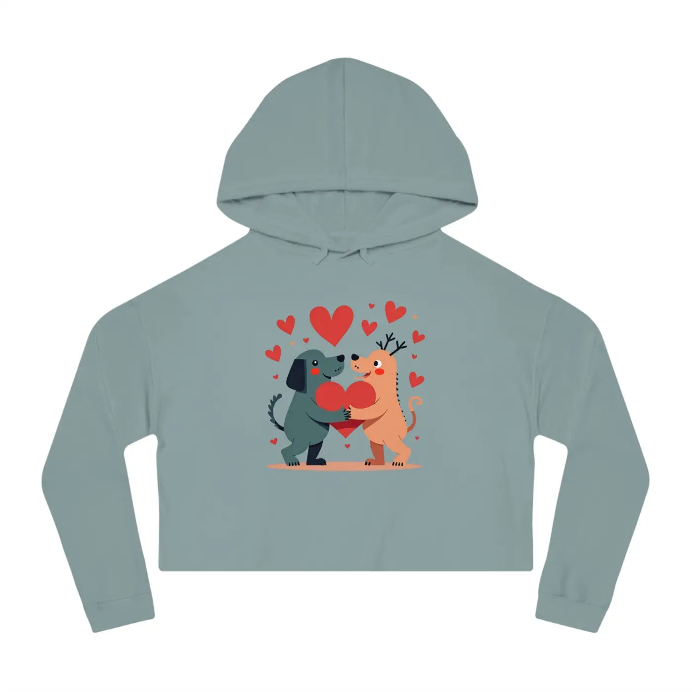 Trendy Two Dogs Cropped Hooded Sweatshirt - Ultra Soft - DipaliZ