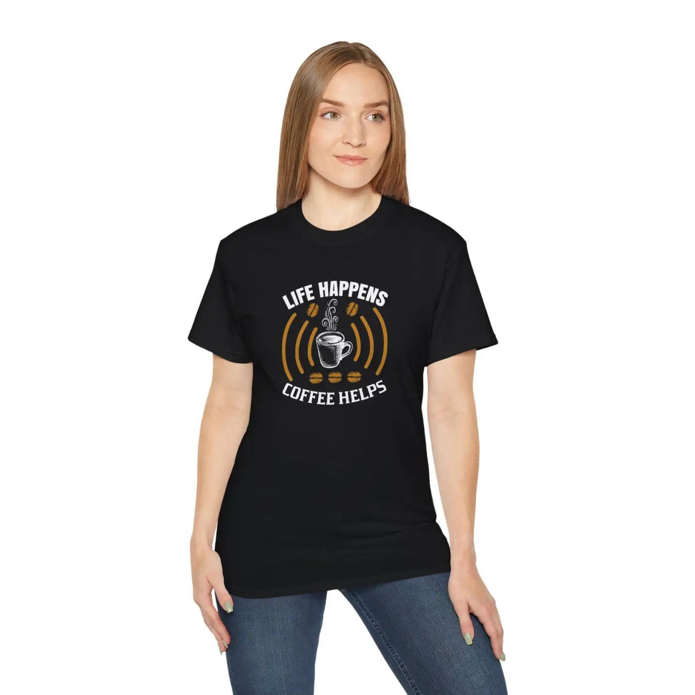 Life Happens Coffee Helps Ultra Cotton Tee - Unisex - DipaliZ