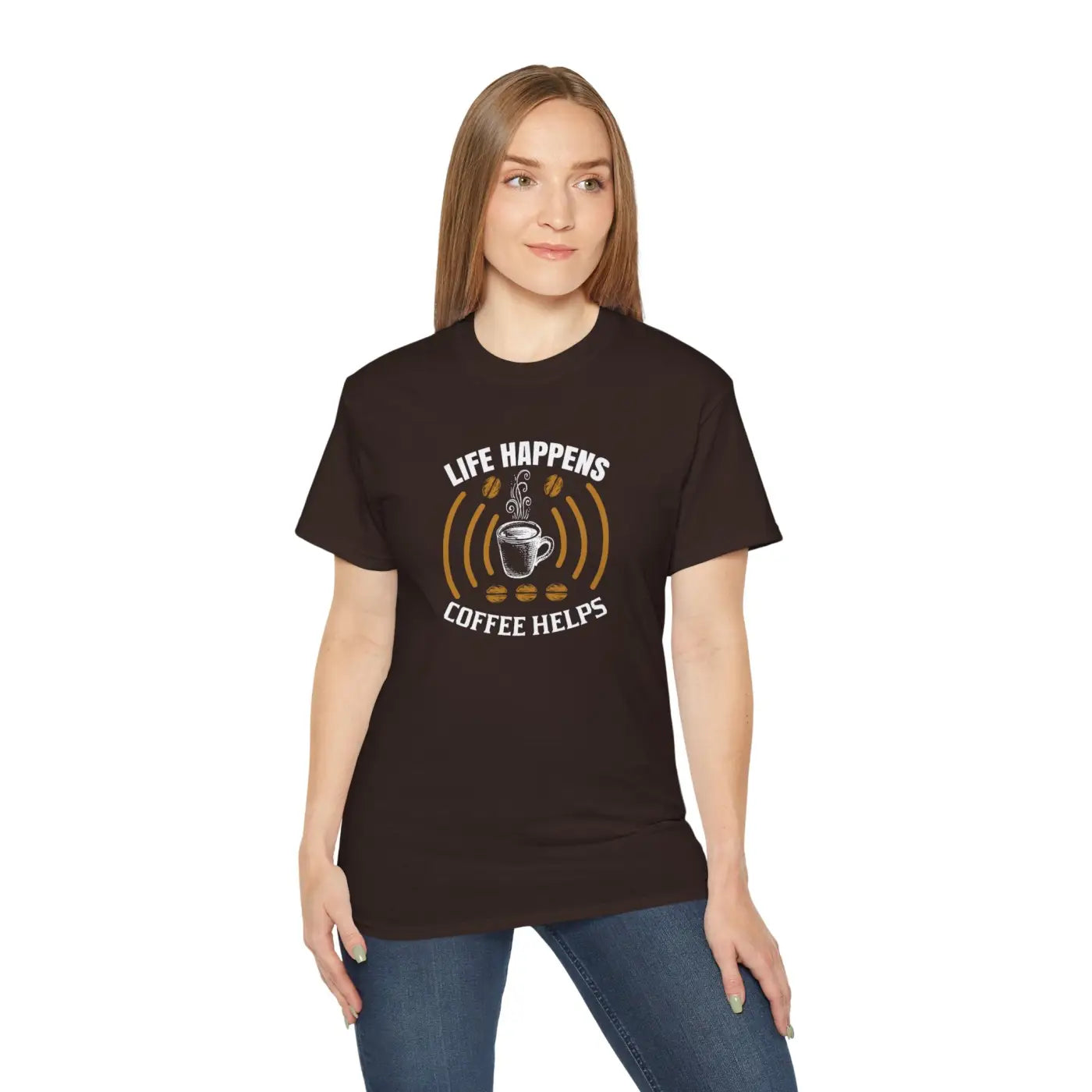 Life Happens Coffee Helps Ultra Cotton Tee - Unisex - DipaliZ