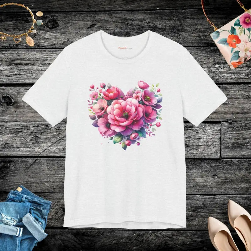 Heart Tee Jersey Short Sleeve - Floral Comfort Style - DipaliZ