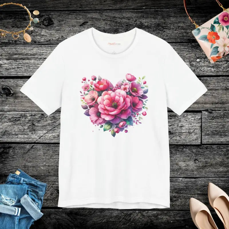 Heart Tee Jersey Short Sleeve - Floral Comfort Style - DipaliZ