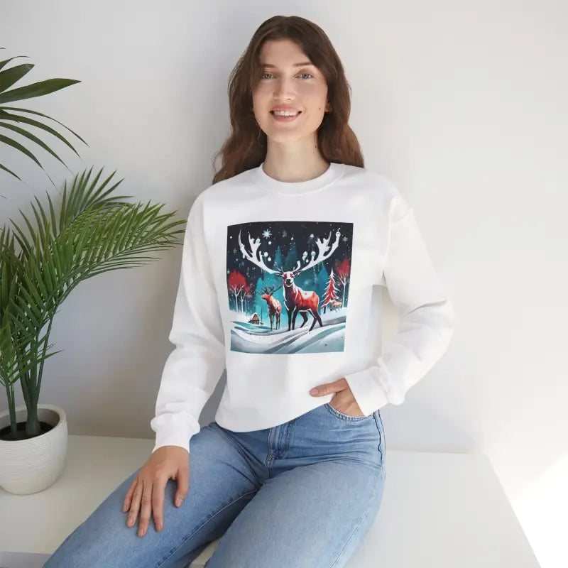 Rudolf Reindeer Crewneck Sweatshirt - Christmas Unisex - DipaliZ