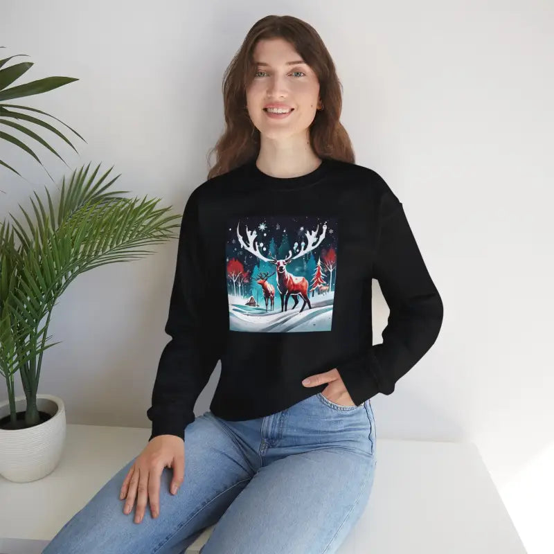 Rudolf Reindeer Crewneck Sweatshirt - Christmas Unisex - DipaliZ