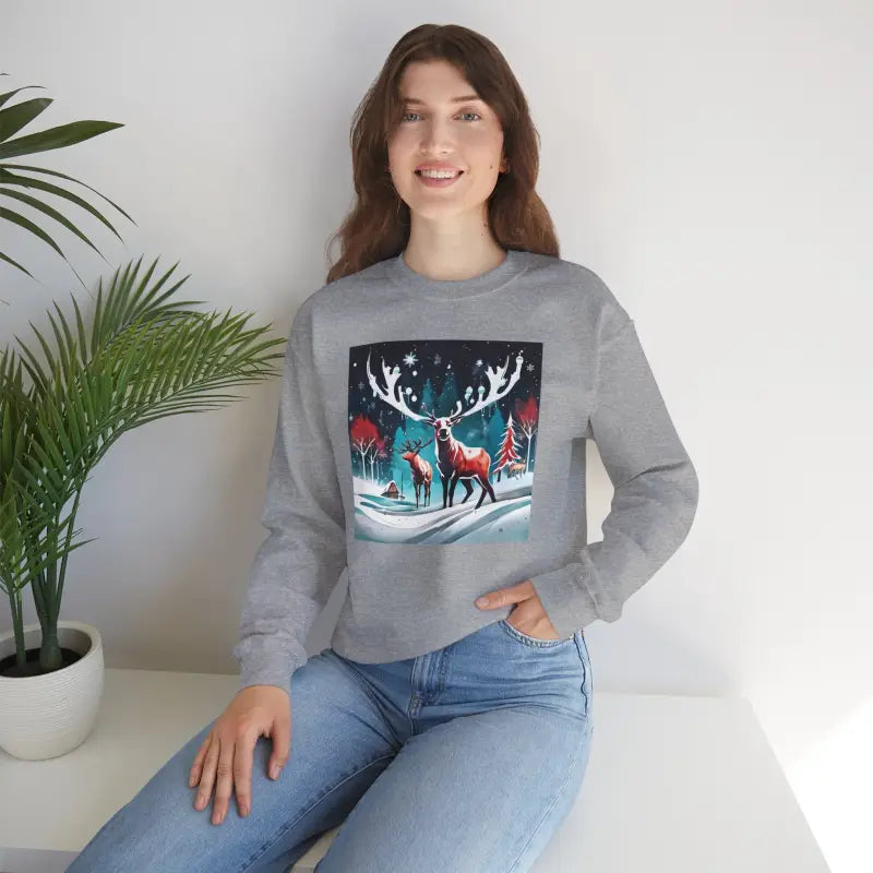 Rudolf Reindeer Crewneck Sweatshirt - Christmas Unisex - DipaliZ