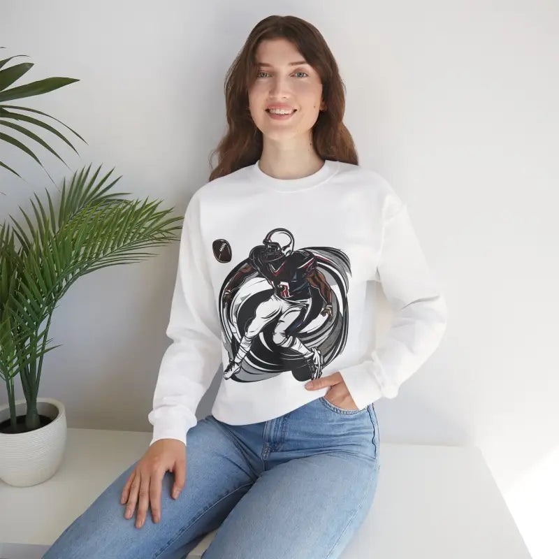Unisex Heavy Crewneck Sweatshirt - Man Playing American Football - DipaliZ