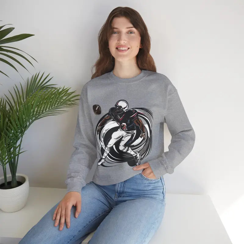 Unisex Heavy Crewneck Sweatshirt - Man Playing American Football - DipaliZ