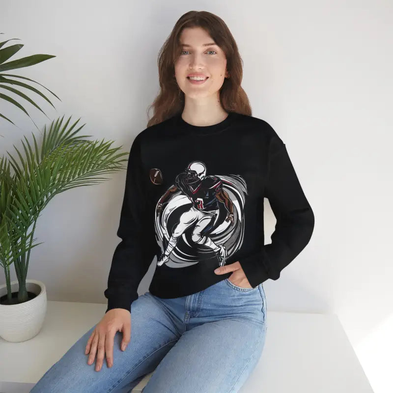 Unisex Heavy Crewneck Sweatshirt - Man Playing American Football - DipaliZ