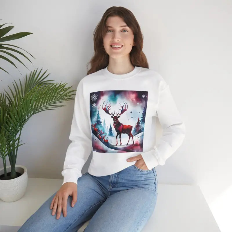 Rudolf Reindeer Christmas Crewneck Sweatshirt - Unisex Heavy - DipaliZ