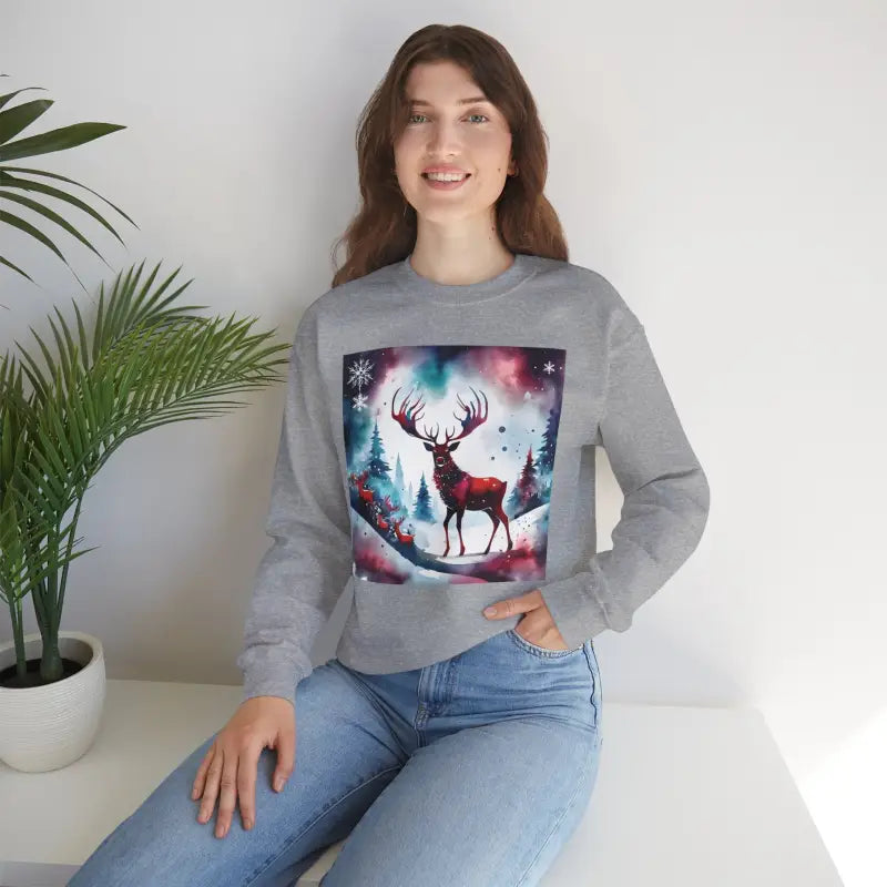 Rudolf Reindeer Christmas Crewneck Sweatshirt - Unisex Heavy - DipaliZ