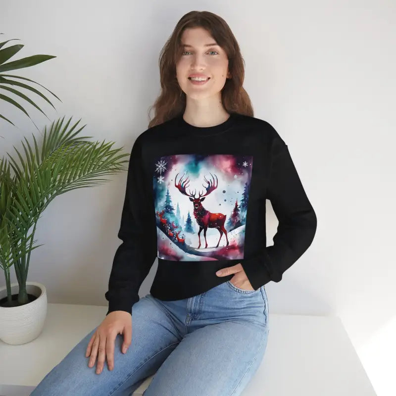 Rudolf Reindeer Christmas Crewneck Sweatshirt - Unisex Heavy - DipaliZ