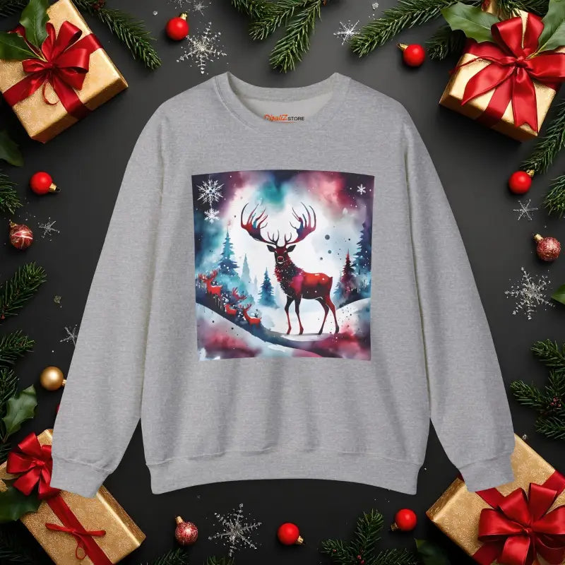 Rudolf Reindeer Christmas Crewneck Sweatshirt - Unisex Heavy - DipaliZ