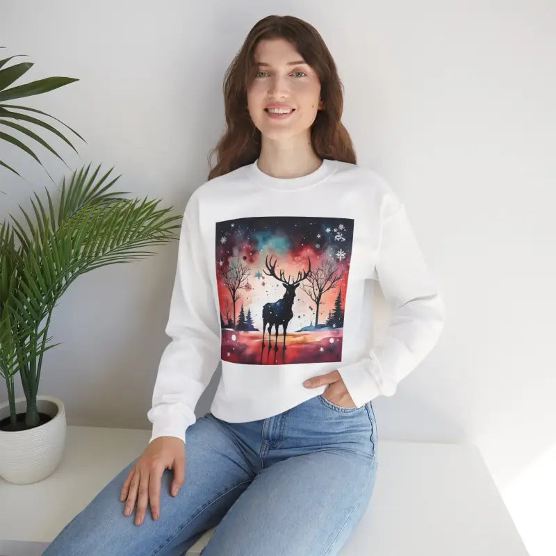 Rudolf Reindeer Christmas Crewneck Sweatshirt - Unisex Heavy - DipaliZ