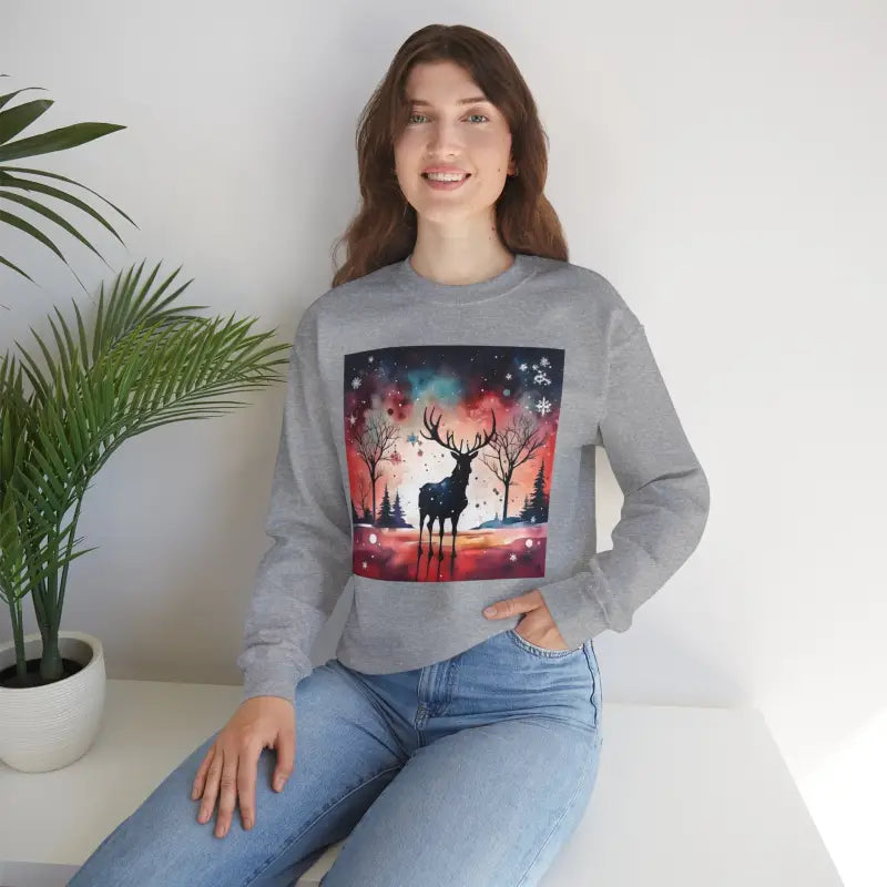 Rudolf Reindeer Christmas Crewneck Sweatshirt - Unisex Heavy - DipaliZ