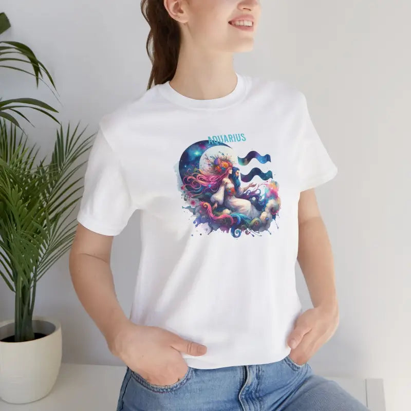Aquarius Zodiac Short Sleeve Tee - Unisex Cotton - DipaliZ