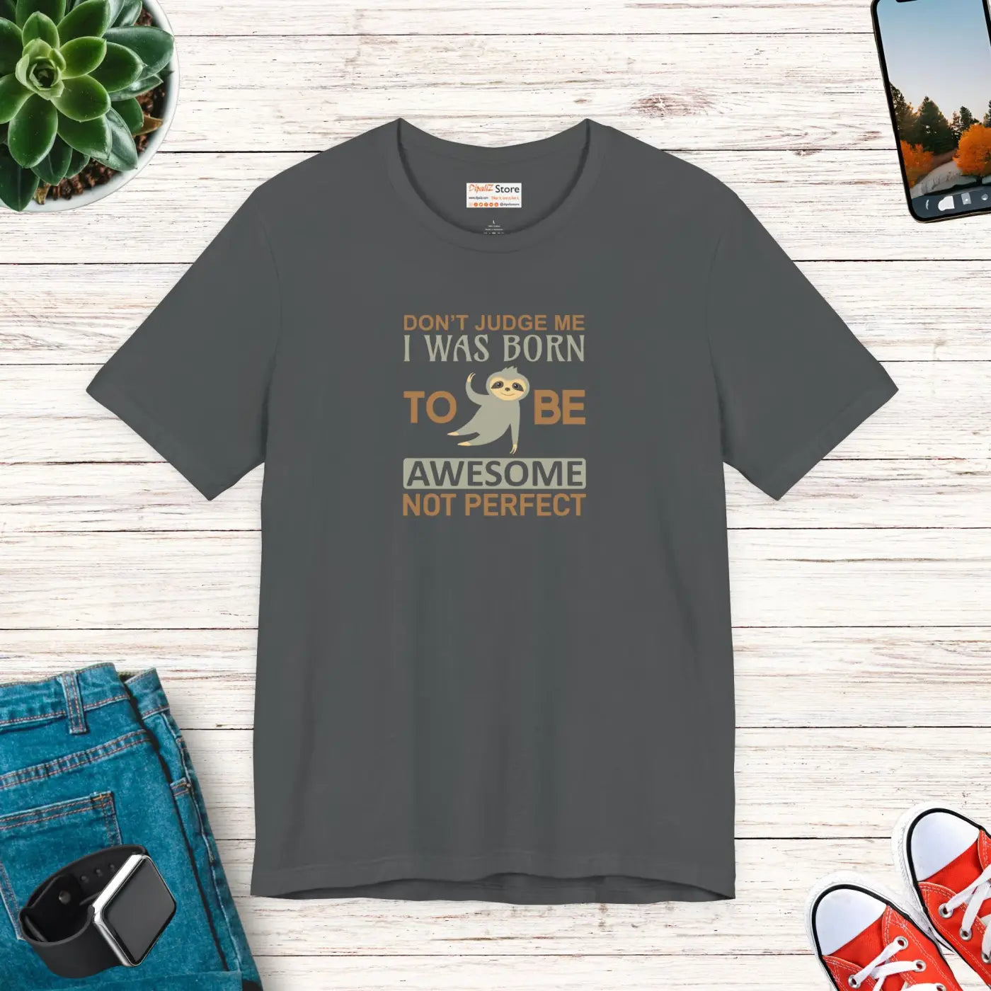 Born To Be Awesome Sloth Short Sleeve Tee - Unisex - DipaliZ