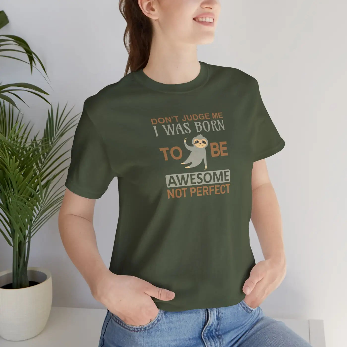 Born To Be Awesome Sloth Short Sleeve Tee - Unisex - DipaliZ