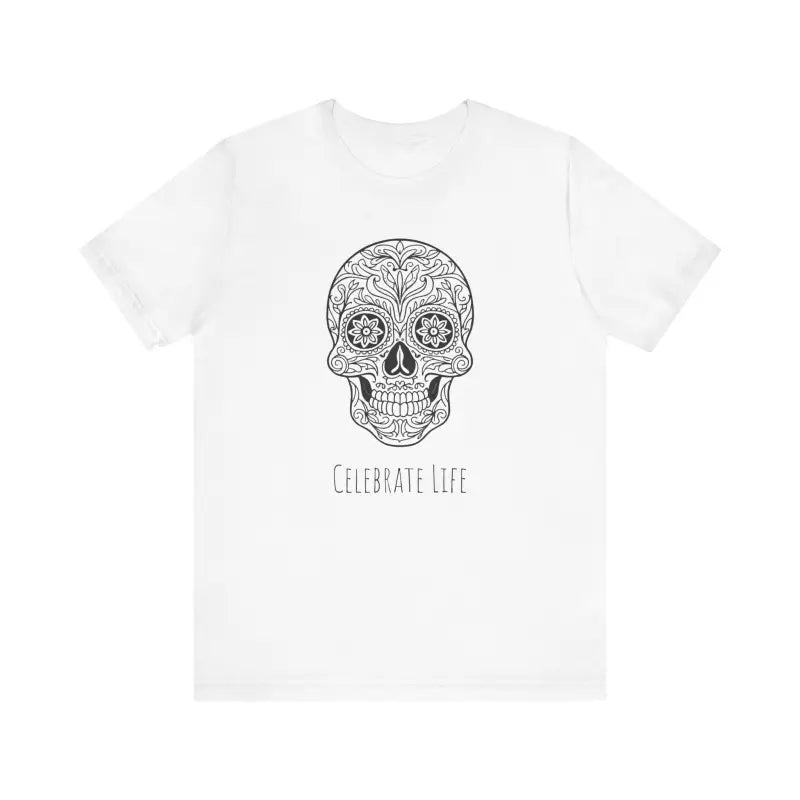 Cool Sugar Skull Jersey Short Sleeve Tee - Celebrate Life - DipaliZ