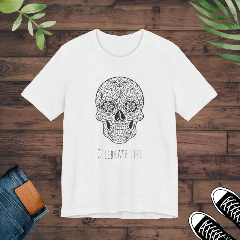 Cool Sugar Skull Jersey Short Sleeve Tee - Celebrate Life - DipaliZ