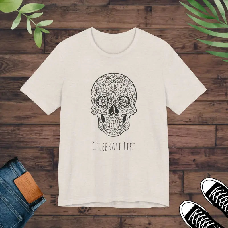Cool Sugar Skull Jersey Short Sleeve Tee - Celebrate Life - DipaliZ